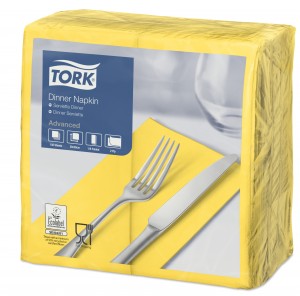 Tork Yellow Dinner Napkins 39cm 2ply 8 Fold