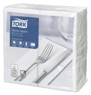Tork White Dinner Napkins 39cm 2ply 8 Fold