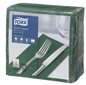 Tork Dark Green Dinner Napkins 39cm 8 Fold