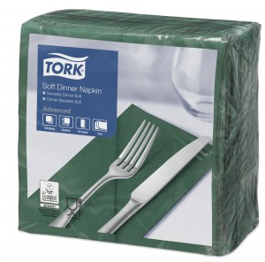 Tork Dark Green Dinner Napkins 39cm 3ply 8 Fold