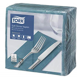 Tork Blue Green Dinner Napkins 39cm 2ply 8 Fold 