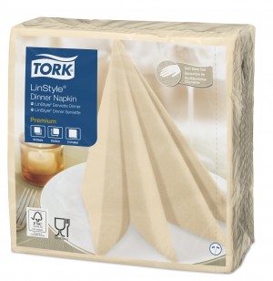 Tork Linstyle Dinner Napkin 4 Fold 39cm Cream