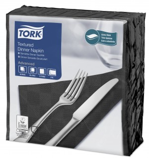 Tork Black Textured Dinner Napkin 4 Fold 2ply 39cm