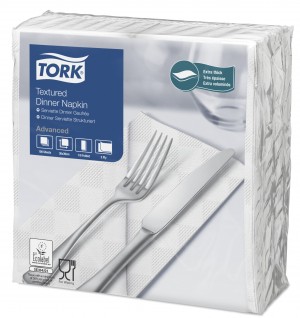 Tork White Textured Dinner Napkin 4 Fold 2ply 39cm