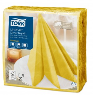 Tork Linstyle Dinner Napkin 4 Fold 39cm Mustard