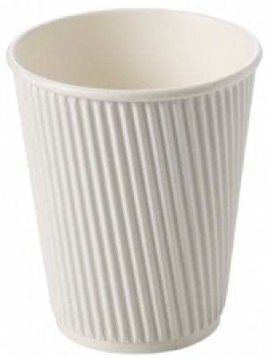 White Ripple Disposable Paper Coffee Cups 12oz / 340ml
