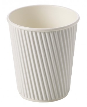 White Ripple Disposable Paper Coffee Cups 8oz / 227ml