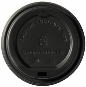 Compostable Black Domed Sip Lids To Fit 10-16oz Paper Cups