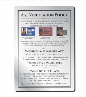 25ml 3 Part Age Verification Policy Notice 