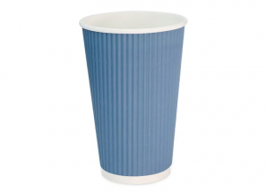 Signature Blue Disposable Triple Wall Ripple Hot Drink Cup 16oz 