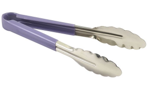 Genware Colour Coded Stainless Steel Tongs 23cm Purple