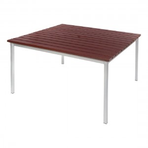 Square Outdoor Walnut Effect Faux Wood Table 1250mm