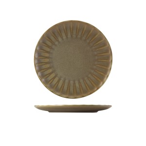 Terra Porcelain Matt Grey Scalloped Coupe Plate 23.4cm