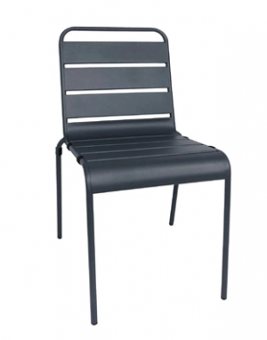 Bolero Slatted Steel Sidechairs Grey 