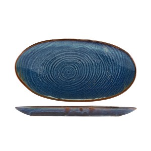 Terra Porcelain Aqua Blue Organic Platter 31 x 16cm