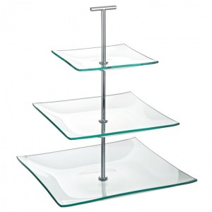 Aura 3 Tiered Square Glass Plate Stand