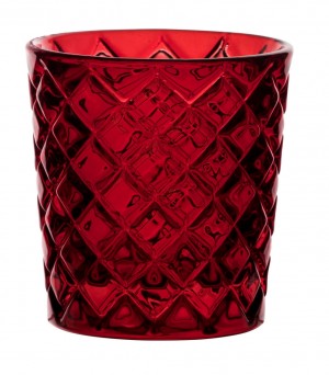 Criss Cross Red Candle Holder
