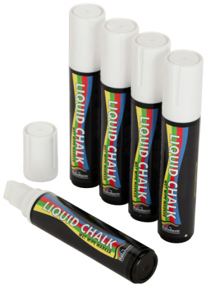 Rainbow Liquid Chalk Pens White 15mm Chisel Tip 