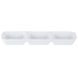 Porcelite White Three Division Dip Tray 7.75 x 2.5inch / 20 x 6.5cm 