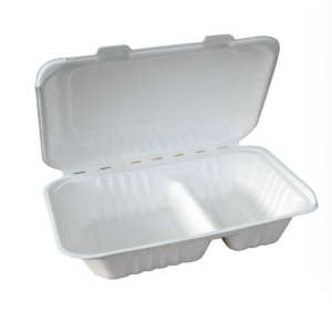 Bagasse Clamshell Large Food Container 9 x 6inch 