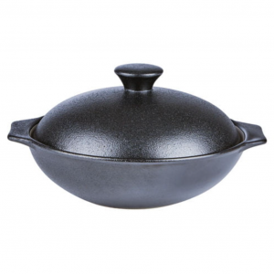 Porcelite Cast Iron Effect Oval Wok Bowl With Lid 20oz 