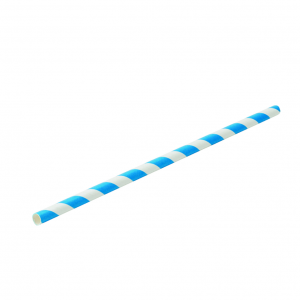 Light Blue and White Striped Paper Straws 8inch