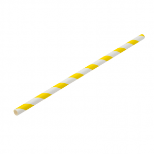 Paper Yellow and White Stripe Straws 8Inch 