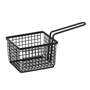 Square Black Wire Basket with Handle 23 x 10 x 7.5cm