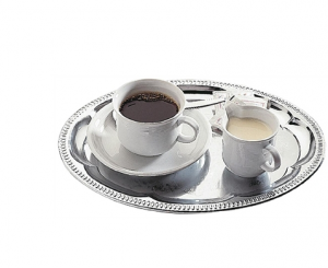 Oval Tea Tray Chrome Plated Stainless Steel 30 x 22cm