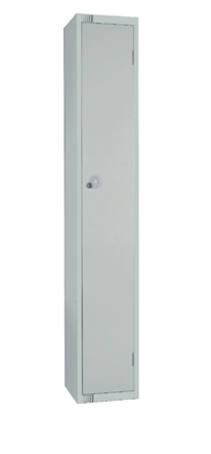 Elite Single Door Camlock Locker with Flat Top Grey 300mm