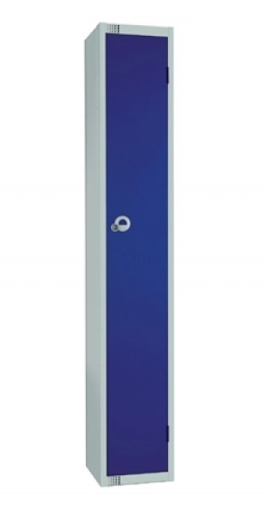 Elite Single Door Padlock Locker with Flat Top Blue 300mm