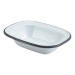 Enamel Rectangular Pie Dish White with Grey Rim 16cm 