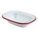 Enamel Rectangular Pie Dish White with Red Rim 20 x 15 x 4.5cm 