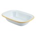Enamel Rectangular Pie Dish White with Yellow Rim 20cm  