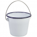 Enamel Bucket White with Blue Rim 11cm